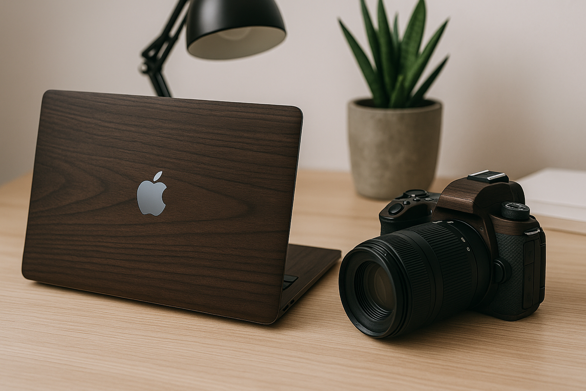 MacBook and Camera Matching Skins: Create a Cohesive Creative Workspace