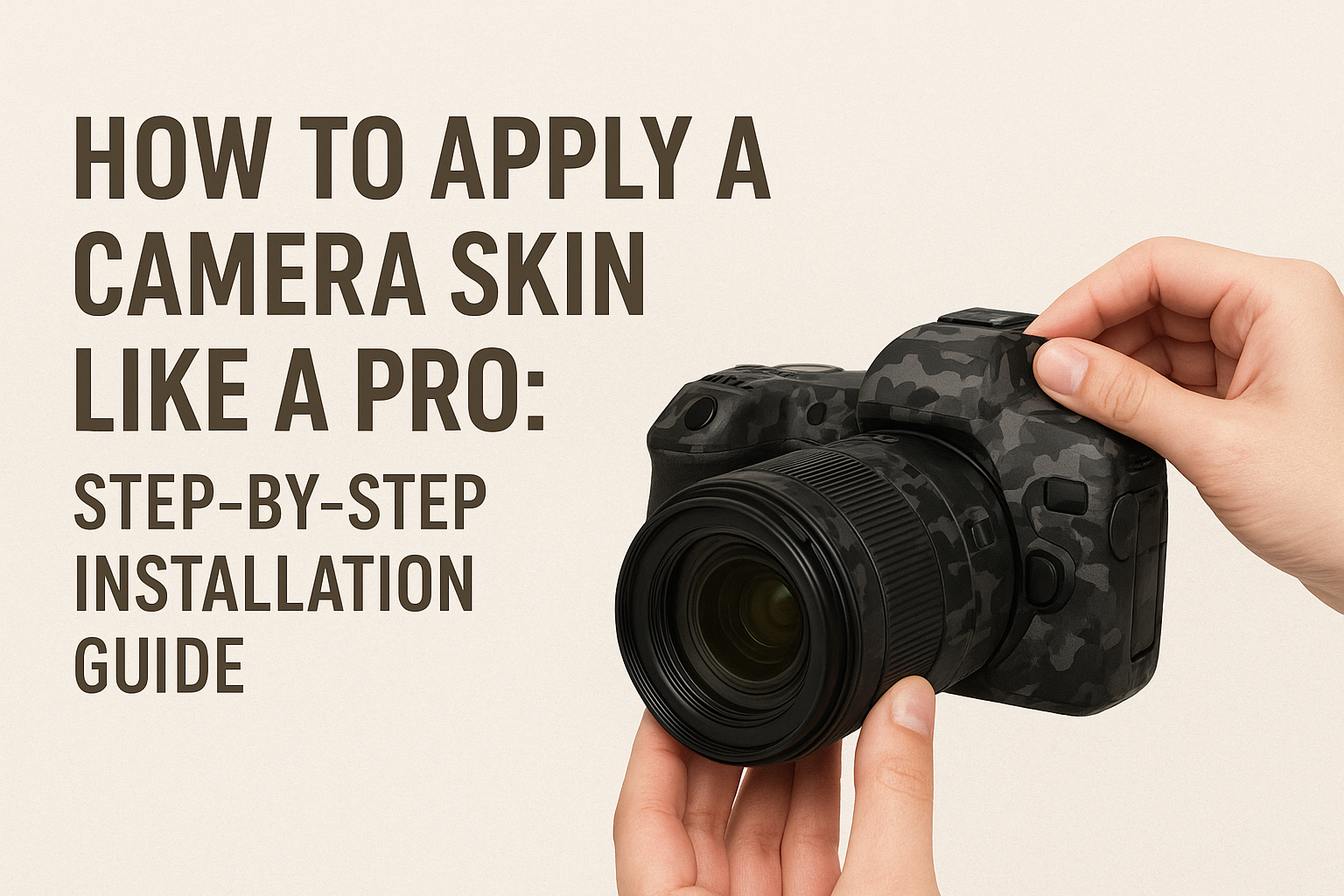 Step-by-step illustration showing how to apply a camera skin like a professional, including surface cleaning, alignment, and smoothing for a perfect fit.
